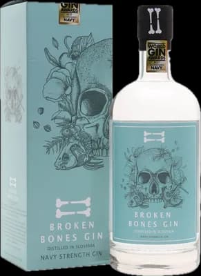 Bouteille de spiritueux : Navy Strength Gin de la marque Broken Bones