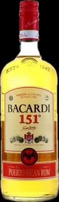 Bouteille de spiritueux : 151° de la marque Bacardi