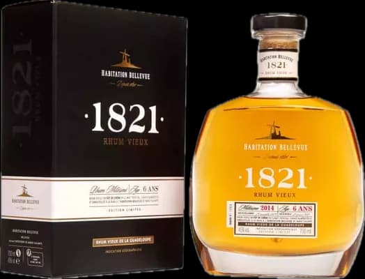 Bouteille de spiritueux : 1821 Rhum Vieux 6 ans Millésime 2014 de la marque Habitation Bellevue