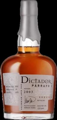 Bouteille de spiritueux : Párrafo I Borbón Vintage 2003 50% de la marque Dictador