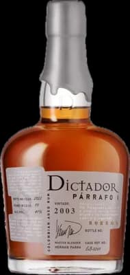 Bouteille de spiritueux : Párrafo I Borbón Vintage 2003 41% de la marque Dictador