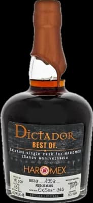 Bouteille de spiritueux : Best Of Haromex 25 Anos Anniversario de la marque Dictador