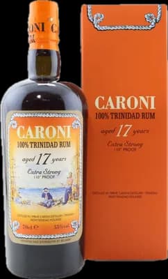 Bouteille de spiritueux : 100% Trinidad Rum 17 de la marque Caroni
