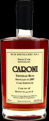 Bouteille de spiritueux : Trinidad Rum de la marque Caroni