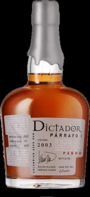 Bouteille de spiritueux : Párrafo I Pardo Vintage 2003 40% de la marque Dictador