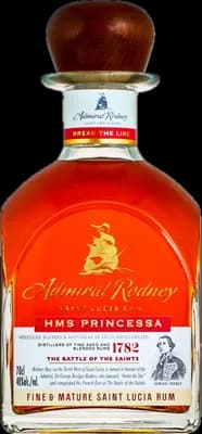 Bouteille de spiritueux : Admiral Rodney HMS Princessa de la marque Saint Lucia Distillers