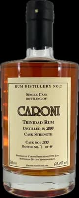 Bouteille de spiritueux : Trinidad Rum de la marque Caroni